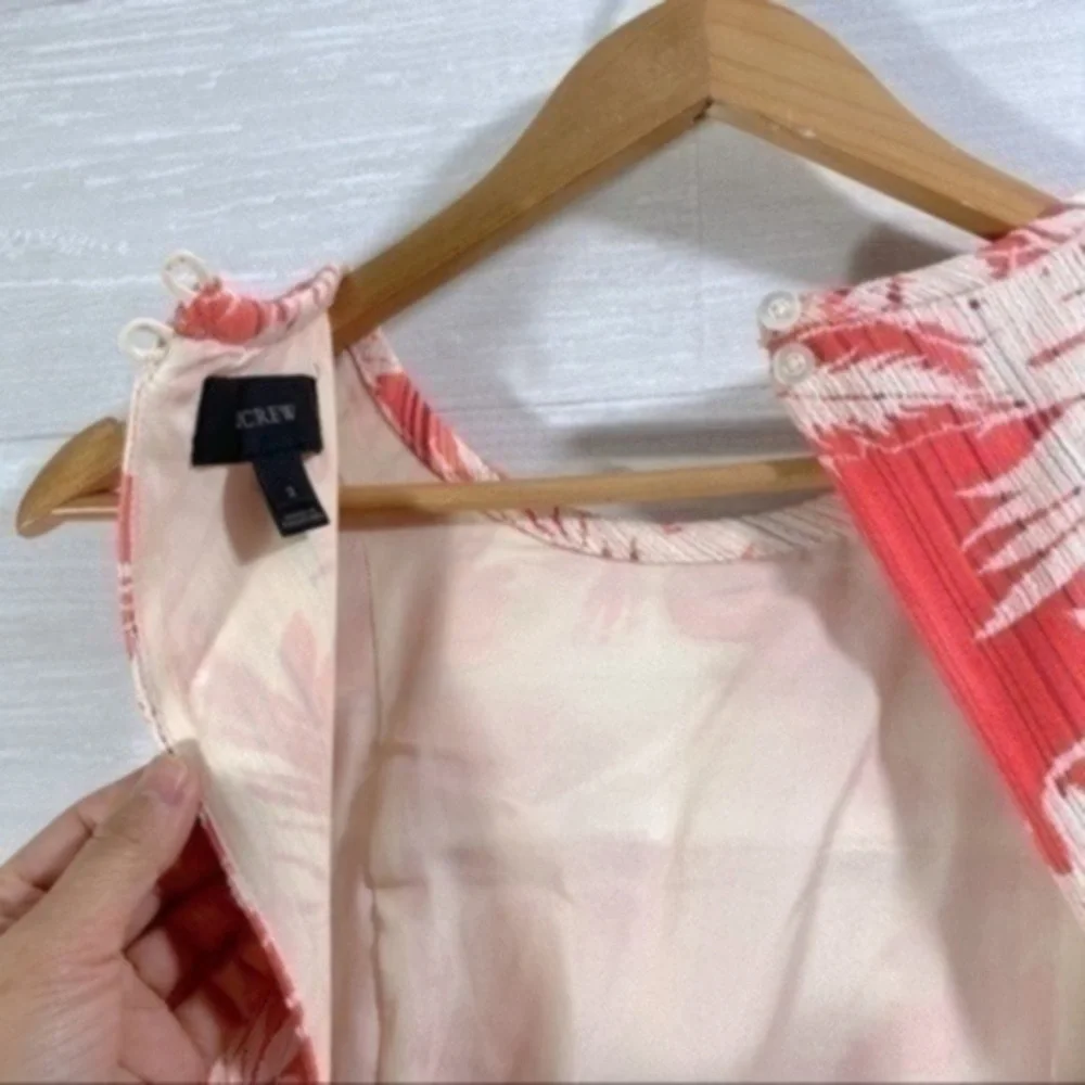 J. Crew Sun-Faded Tropical Sheath Sleeveless Pink/Cream Open Back Dress Size 2